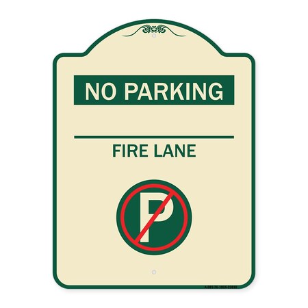 Signmission No Parking Fire Lane W/ No Parking Heavy-Gauge Aluminum Architectural Sign, 24" x 18", TG-1824-23810 A-DES-TG-1824-23810